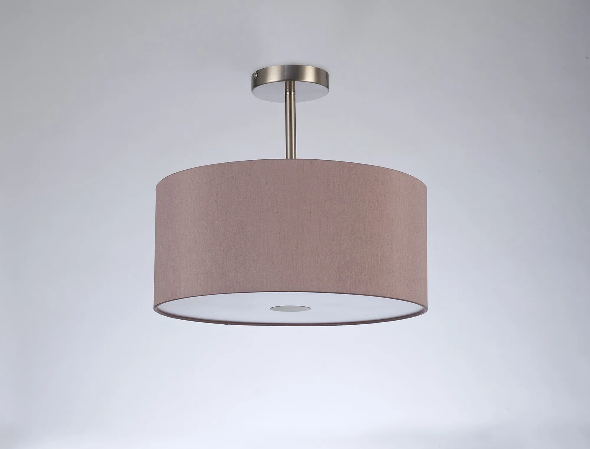 Baymont 40cm Semi Flush 3 Light Satin Nickel, Taupe/Halo Gold, Frosted Diffuser DK0420  Deco Baymont SN TA
